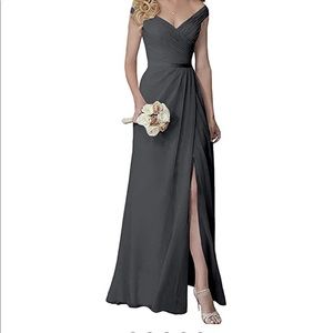 Elegant V-Neck Bridesmaid Dress - Size 10